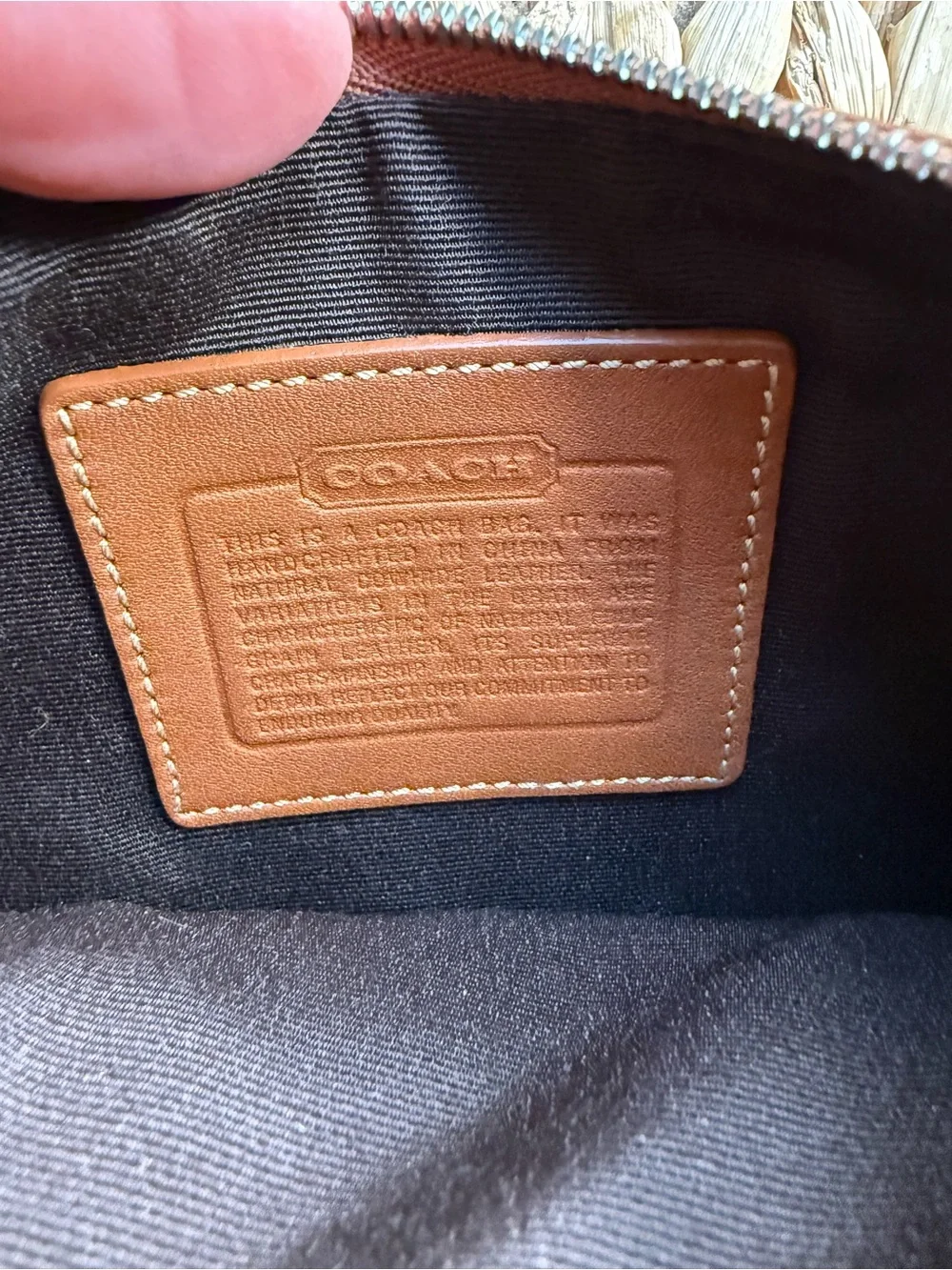 Coach Brown Leather Wristlet Wallet with Tan Trim